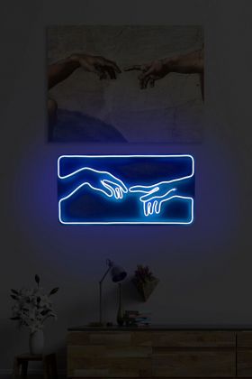 Decoratiune luminoasa LED, Creation of Adam, Benzi flexibile de neon, DC 12 V, Albastru