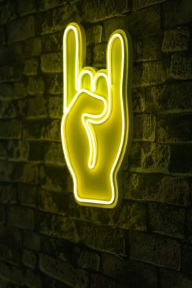 Decoratiune luminoasa LED, Rock N Roll Sign, Benzi flexibile de neon, DC 12 V, Galben