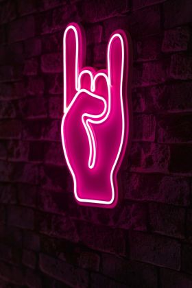 Decoratiune luminoasa LED, Rock N Roll Sign, Benzi flexibile de neon, DC 12 V, Roz