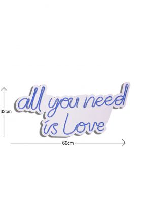 Decoratiune luminoasa LED, All You Need is Love, Benzi flexibile de neon, DC 12 V, Albastru