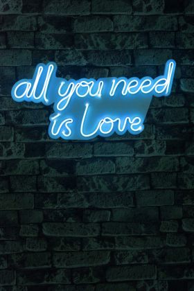 Decoratiune luminoasa LED, All You Need is Love, Benzi flexibile de neon, DC 12 V, Albastru