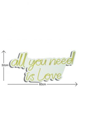 Decoratiune luminoasa LED, All You Need is Love, Benzi flexibile de neon, DC 12 V, Galben