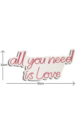 Decoratiune luminoasa LED, All You Need is Love, Benzi flexibile de neon, DC 12 V, Rosu