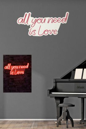 Decoratiune luminoasa LED, All You Need is Love, Benzi flexibile de neon, DC 12 V, Rosu