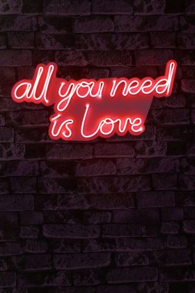 Decoratiune luminoasa LED, All You Need is Love, Benzi flexibile de neon, DC 12 V, Rosu