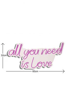 Decoratiune luminoasa LED, All You Need is Love, Benzi flexibile de neon, DC 12 V, Roz