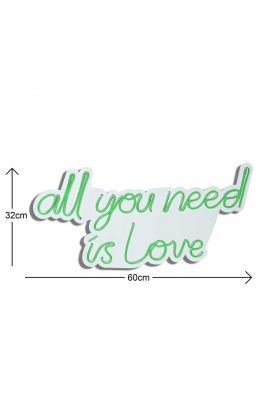 Decoratiune luminoasa LED, All You Need is Love, Benzi flexibile de neon, DC 12 V, Verde