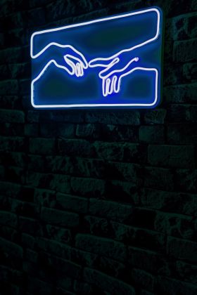 Decoratiune luminoasa LED, Creation of Adam, Benzi flexibile de neon, DC 12 V, Albastru