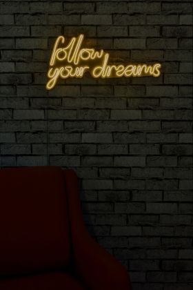 Decoratiune luminoasa LED, Follow Your Dreams, Benzi flexibile de neon, DC 12 V, Galben