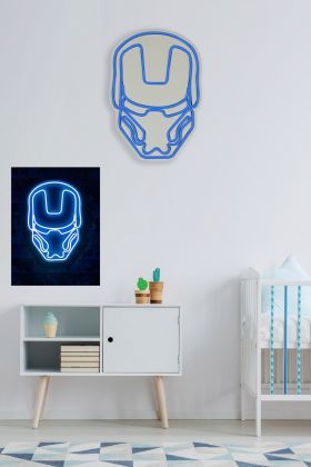 Decoratiune luminoasa LED, Iron Man, Benzi flexibile de neon, DC 12 V, Albastru