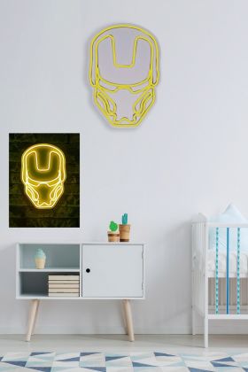 Decoratiune luminoasa LED, Iron Man, Benzi flexibile de neon, DC 12 V, Galben