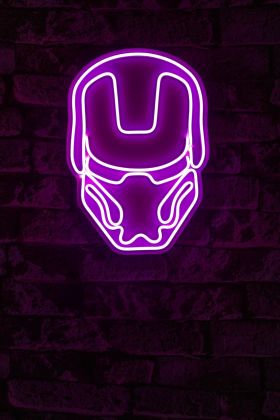 Decoratiune luminoasa LED, Iron Man, Benzi flexibile de neon, DC 12 V, Roz