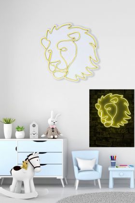 Decoratiune luminoasa LED, Lion, Benzi flexibile de neon, DC 12 V, Galben