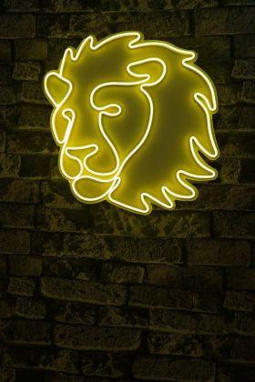 Decoratiune luminoasa LED, Lion, Benzi flexibile de neon, DC 12 V, Galben