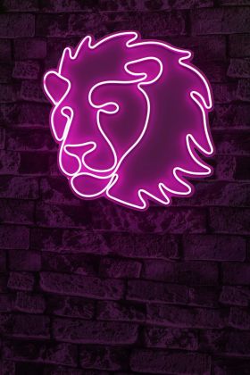 Decoratiune luminoasa LED, Lion, Benzi flexibile de neon, DC 12 V, Roz