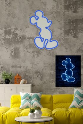 Decoratiune luminoasa LED, Mickey Mouse, Benzi flexibile de neon, DC 12 V, Albastru