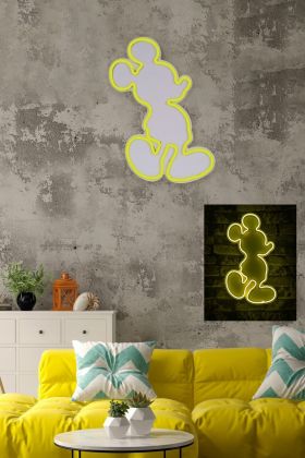 Decoratiune luminoasa LED, Mickey Mouse, Benzi flexibile de neon, DC 12 V, Galben