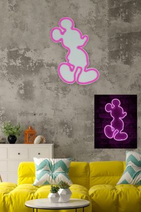 Decoratiune luminoasa LED, Mickey Mouse, Benzi flexibile de neon, DC 12 V, Roz