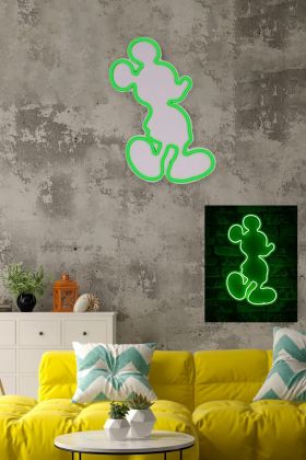 Decoratiune luminoasa LED, Mickey Mouse, Benzi flexibile de neon, DC 12 V, Verde