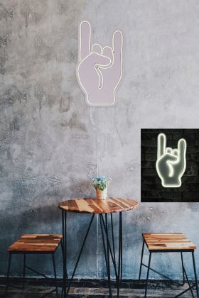 Decoratiune luminoasa LED, Rock N Roll Sign, Benzi flexibile de neon, DC 12 V, Alb