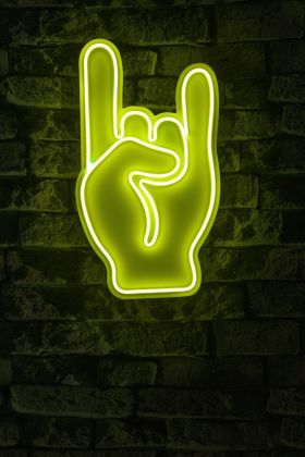 Decoratiune luminoasa LED, Rock N Roll Sign, Benzi flexibile de neon, DC 12 V, Galben