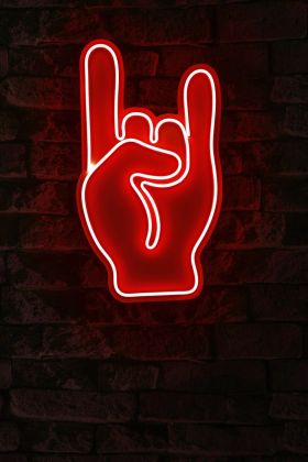 Decoratiune luminoasa LED, Rock N Roll Sign, Benzi flexibile de neon, DC 12 V, Rosu