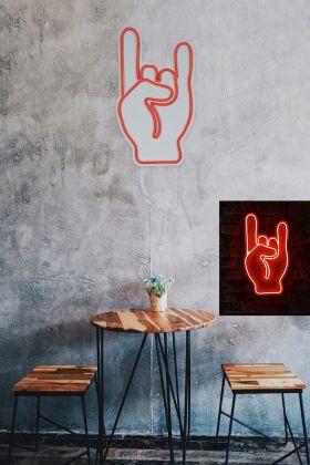 Decoratiune luminoasa LED, Rock N Roll Sign, Benzi flexibile de neon, DC 12 V, Rosu