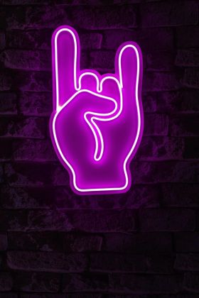 Decoratiune luminoasa LED, Rock N Roll Sign, Benzi flexibile de neon, DC 12 V, Roz