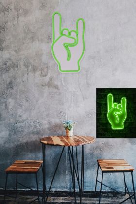 Decoratiune luminoasa LED, Rock N Roll Sign, Benzi flexibile de neon, DC 12 V, Verde