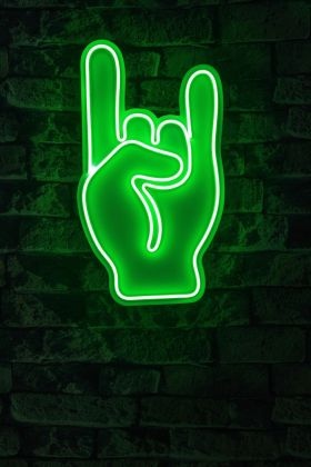 Decoratiune luminoasa LED, Rock N Roll Sign, Benzi flexibile de neon, DC 12 V, Verde