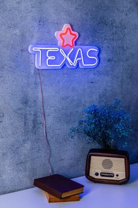 Decoratiune luminoasa LED, Texas Lone Star Red, Benzi flexibile de neon, DC 12 V, Rosu albastru