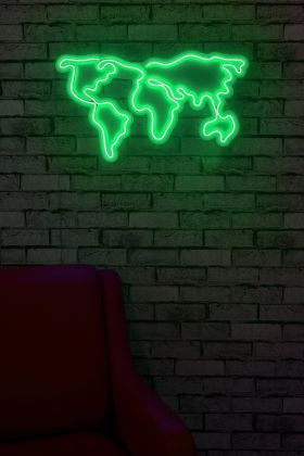 Decoratiune luminoasa LED, World Map, Benzi flexibile de neon, DC 12 V, Verde