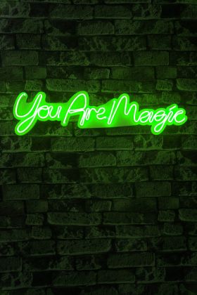 Decoratiune luminoasa LED, You are Magic, Benzi flexibile de neon, DC 12 V, Verde