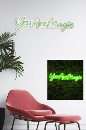 Decoratiune luminoasa LED, You are Magic, Benzi flexibile de neon, DC 12 V, Verde