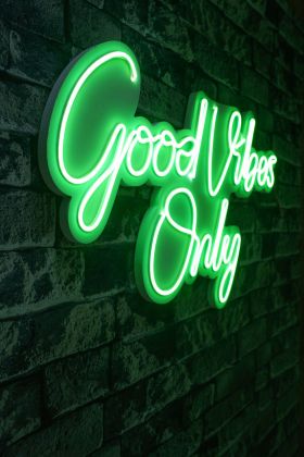 Decoratiune luminoasa LED, Good Vibes Only 2, Benzi flexibile de neon, DC 12 V, Verde