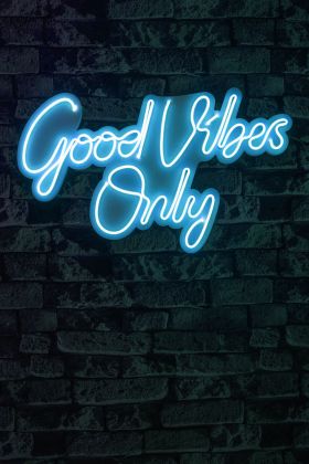 Decoratiune luminoasa LED, Good Vibes Only 2, Benzi flexibile de neon, DC 12 V, Albastru