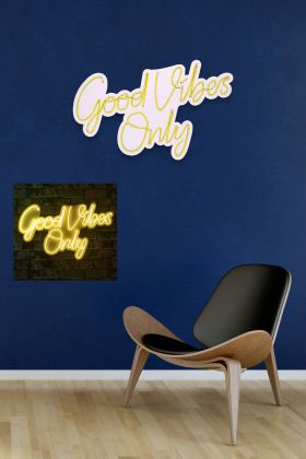 Decoratiune luminoasa LED, Good Vibes Only 2, Benzi flexibile de neon, DC 12 V, Galben