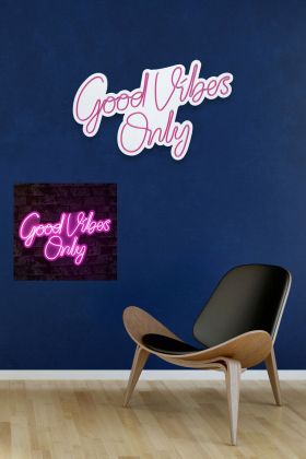 Decoratiune luminoasa LED, Good Vibes Only 2, Benzi flexibile de neon, DC 12 V, Roz