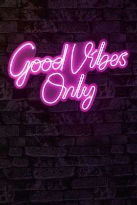 Decoratiune luminoasa LED, Good Vibes Only 2, Benzi flexibile de neon, DC 12 V, Roz