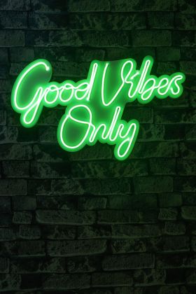 Decoratiune luminoasa LED, Good Vibes Only 2, Benzi flexibile de neon, DC 12 V, Verde