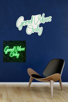 Decoratiune luminoasa LED, Good Vibes Only 2, Benzi flexibile de neon, DC 12 V, Verde