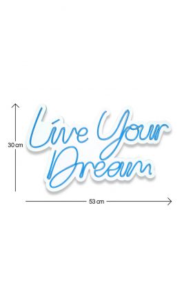 Decoratiune luminoasa LED, Live Your Dream, Benzi flexibile de neon, DC 12 V, Albastru