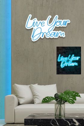 Decoratiune luminoasa LED, Live Your Dream, Benzi flexibile de neon, DC 12 V, Albastru