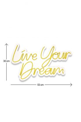 Decoratiune luminoasa LED, Live Your Dream, Benzi flexibile de neon, DC 12 V, Galben