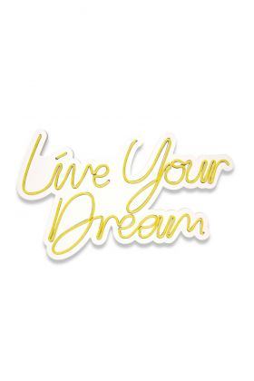 Decoratiune luminoasa LED, Live Your Dream, Benzi flexibile de neon, DC 12 V, Galben