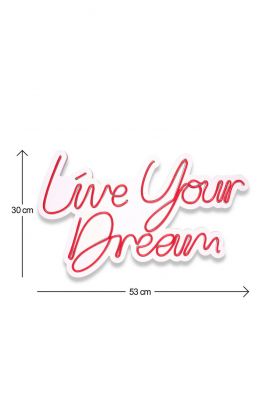 Decoratiune luminoasa LED, Live Your Dream, Benzi flexibile de neon, DC 12 V, Rosu