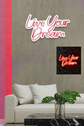 Decoratiune luminoasa LED, Live Your Dream, Benzi flexibile de neon, DC 12 V, Rosu