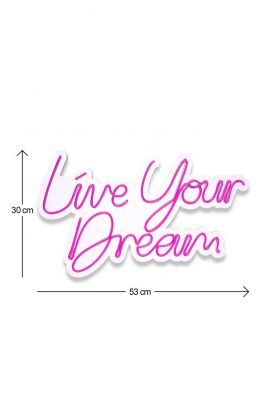 Decoratiune luminoasa LED, Live Your Dream, Benzi flexibile de neon, DC 12 V, Roz