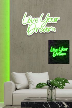 Decoratiune luminoasa LED, Live Your Dream, Benzi flexibile de neon, DC 12 V, Verde