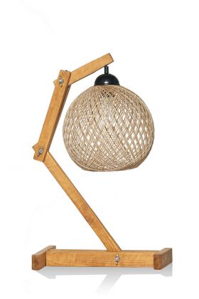 Lampa de masa, FullHouse, 390FLH1764, Lemn de pin, Ecru / Maro